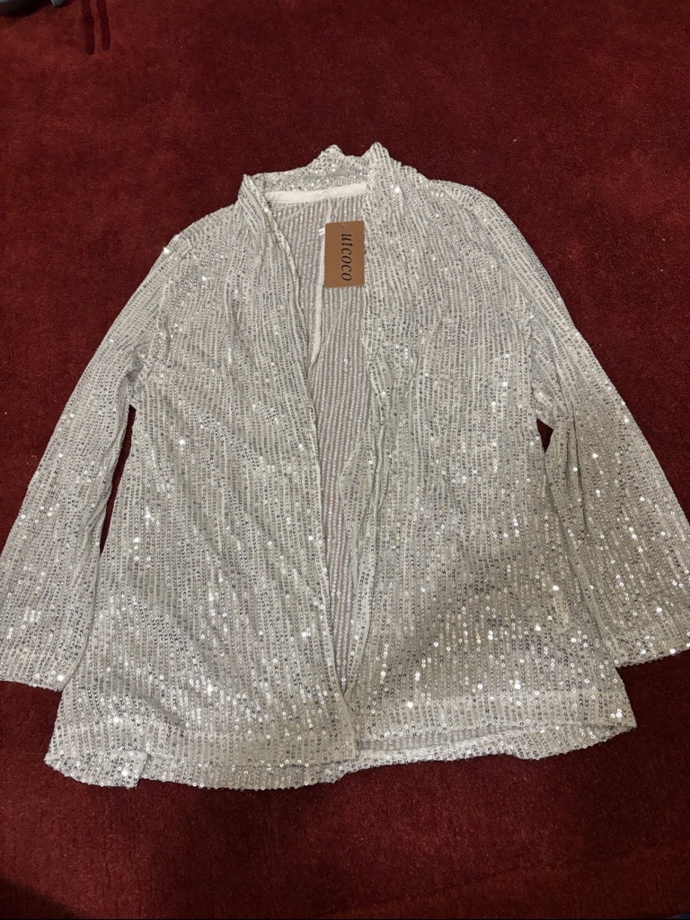 Utcoco sequin Open-Front Cardigan - Silver